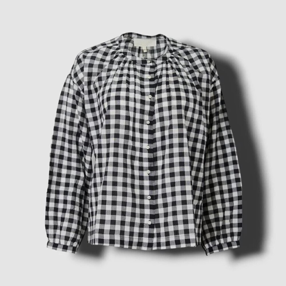 The Great Plaid Gingham Buttondown Shirt Print Cotton size 1 cottagecore chic